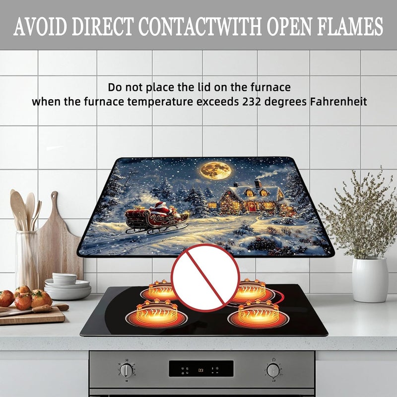 WRTCPOC Santa Claus Sled Electric Stove Top Cover Protector,Heat-Resistant Oven Induction Cooktop Mat,Washer Top Protector,Christmas Eve Glass Cooktop Protector 28.5”x 20.5” - Image 3